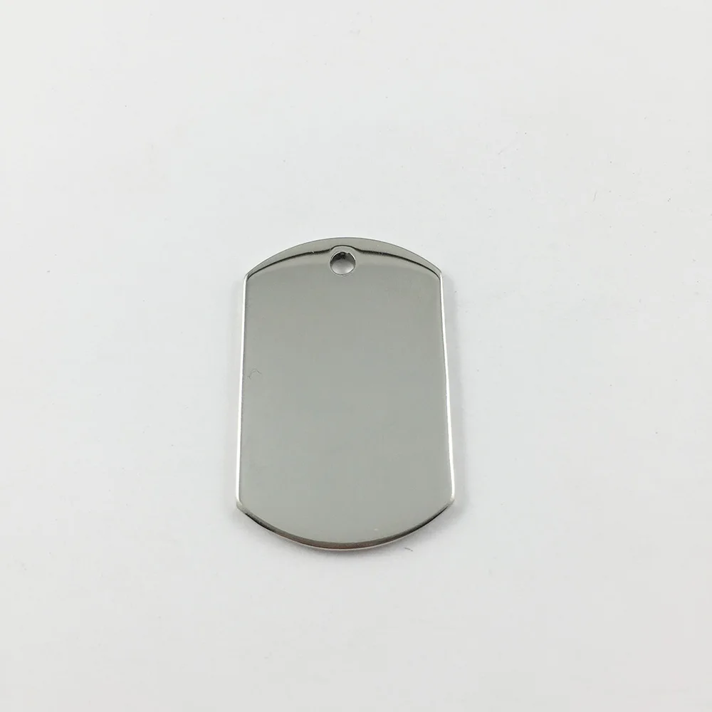 100pcs/lot Cool Military Army Style Stainless Steel Polished Dog Tag Charm Pendant High Polished Dog ID Tag