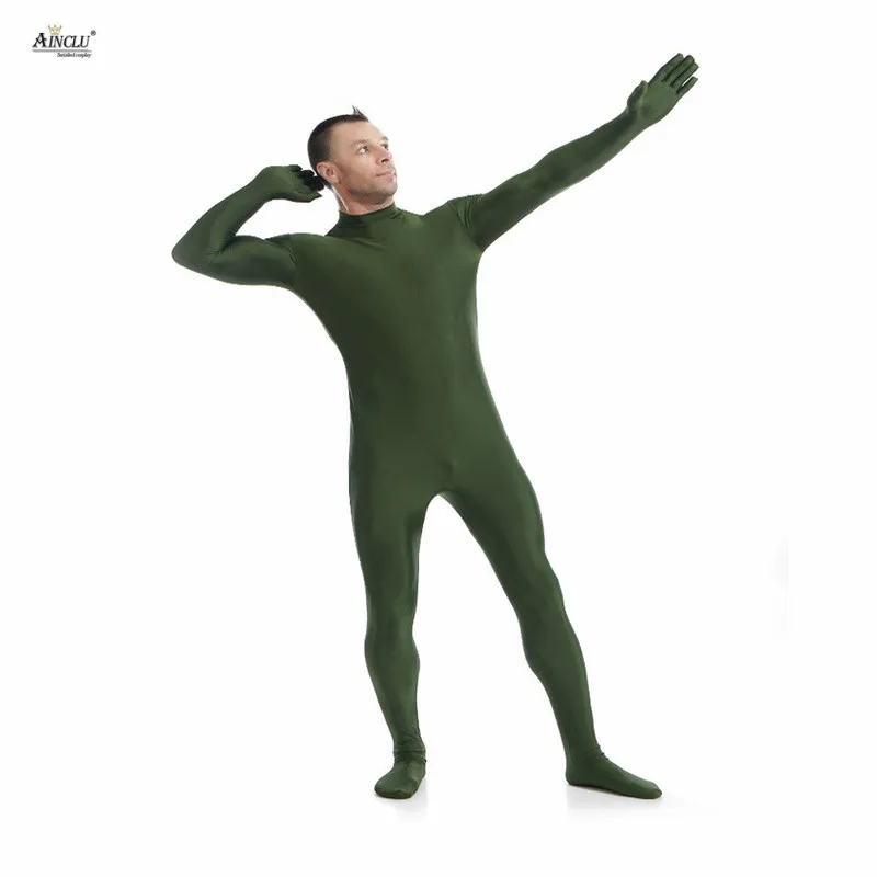 Ainclu masculino elastano náilon zentai multicolorido corpo segunda pele apertado sem cabeça dancewear traje hallween adultos bodysuit