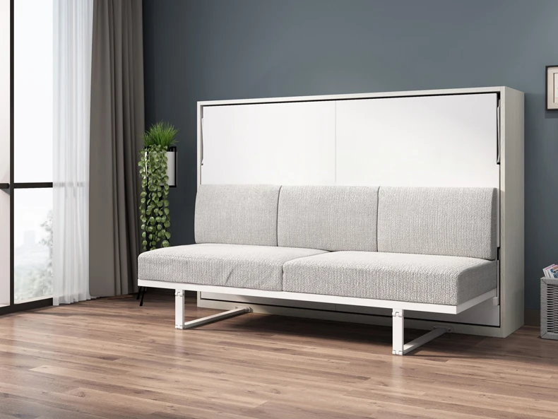 MANBAS elektryczna Sofa łóżko w ścianie, Sofa materiałowa składane łóżko ścienne, dom sypialnia Queen Camas prostokąt oświetlony 2 osobnes i materac