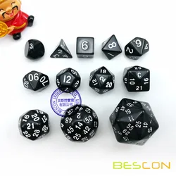 12pcs Polyhedral Dice Set D3-D60 60 Sides Dice Set D3 D4 D6 D8 D10 D% D12 D20 D24 D30 D50 D60 RPG Dice Set Black Color