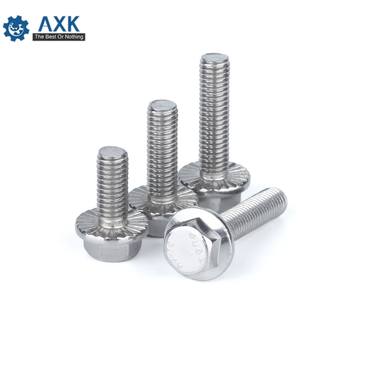 1/10pcs M5 M6 M8 M10 M12 A2-70 304 Stainless Steel GB5787 Hexagon Head with Serrated Flange Cap Screw Hex Washer Head Bolt