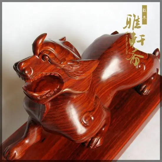 Zhai rosewood woodcarving and ornaments Home Furnishing TZ solid wood Wangcai brave lucky animal display size