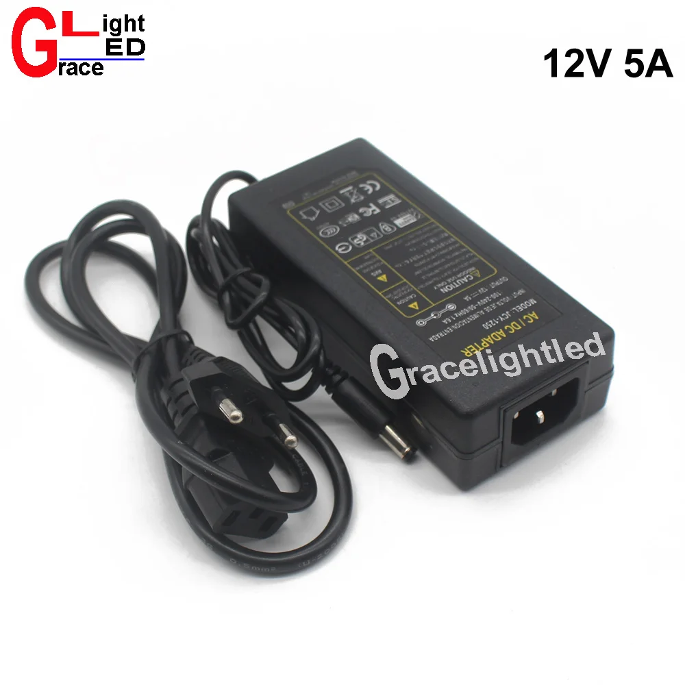 EU 12V 5A AC100V-240V 60W LED power adapter LED light Power Supply Adapter Transformer for Imax LED strip 5050 2835