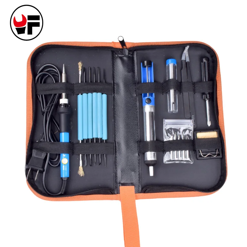 

220v 60w Adjustable Temperature Electric Soldering Iron Kit Eu Plug Portable Welding Repair Tool Tweezers Solder Wire DN170