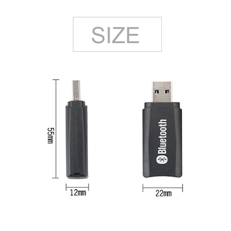 VAORLO-USB 블루투스 오디오 수신기 AUX 출력 블루투스 오디오 어댑터, 2 인 1 USB 동글 3.5mm 무선 음악 어댑터 수신기