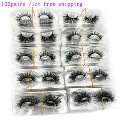 Mikiwi wholesale 100 pairs/pack 3D Mink Lashes For Makeup No Box Full Strip Lashes Mink False Eyelashes custom box