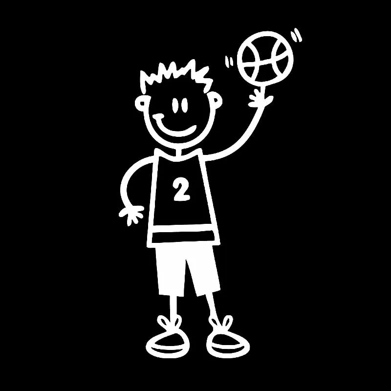 YJZT 5.6CM*10.1CM Boy 2 Play Basketball StickersFamily Car Sticker Vinyl Decal Black/Silver C3-2227