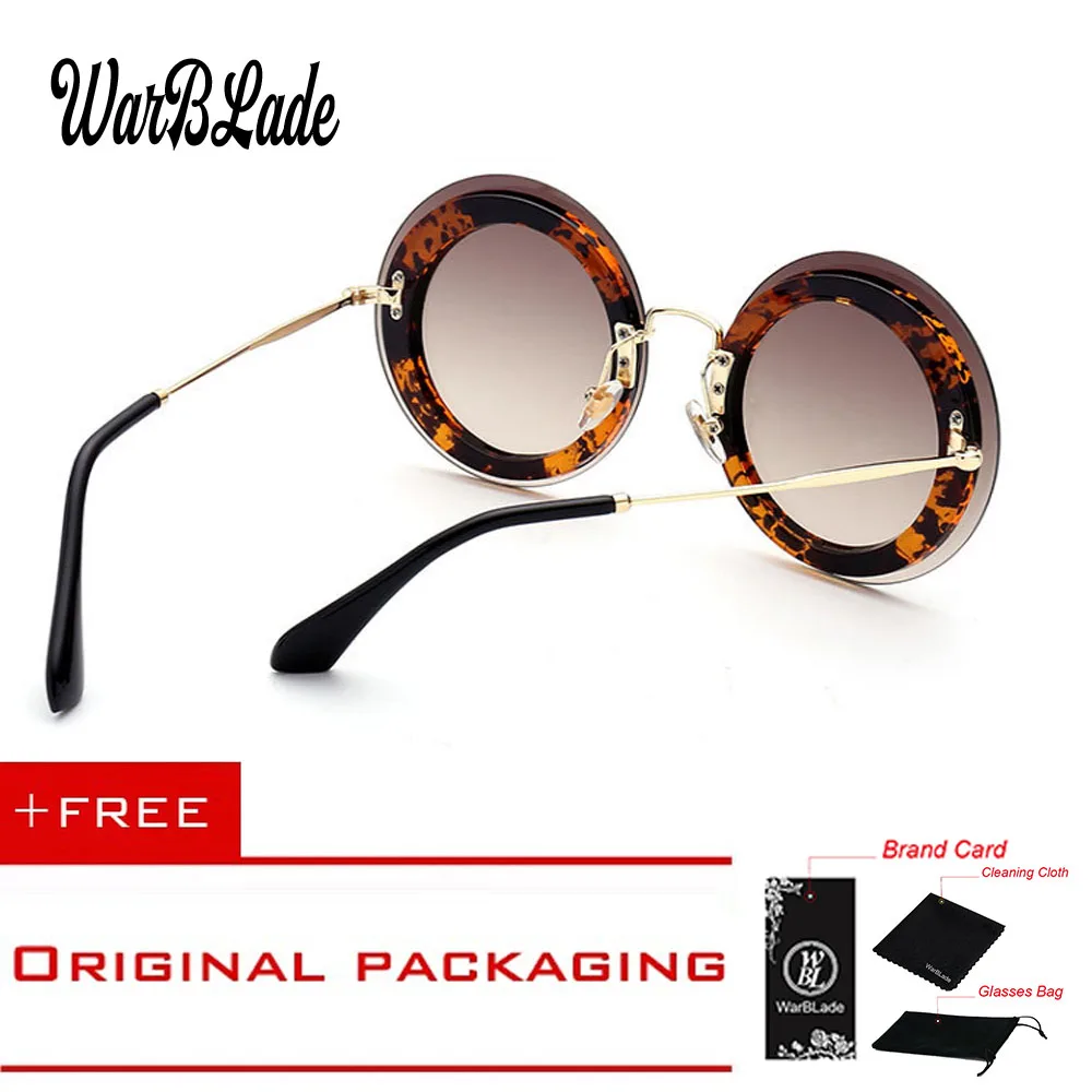 2018 Brand Designer Oversize Sunglasses Women Round Leopard gradient lens big circle clear glasses UV400 Eyewear rimless