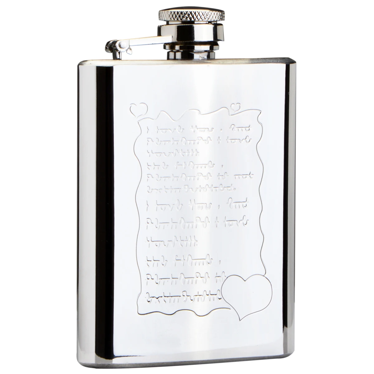 

Good quality 304 stainless steel flask,love letter pattern 4 ounces pouch hip flask