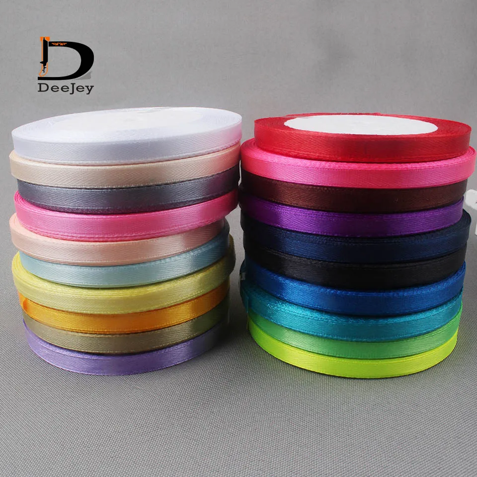 solid color 6mm 1 4 inch satin ribbon belt gift packing wedding decoration 25yards roll 20 rolls mixed colors available