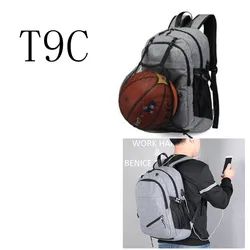 Sport Laptop Backpack, School Bag for Teenager Boys, Soccer Ball Pack, Gym Bags with Football Basketball Net