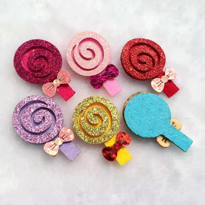 Glitter 12PCS 28*44mm Colorful Felt Lollipop Applique Patches,Lolly Kids Patches for Children DIY stuff -E78