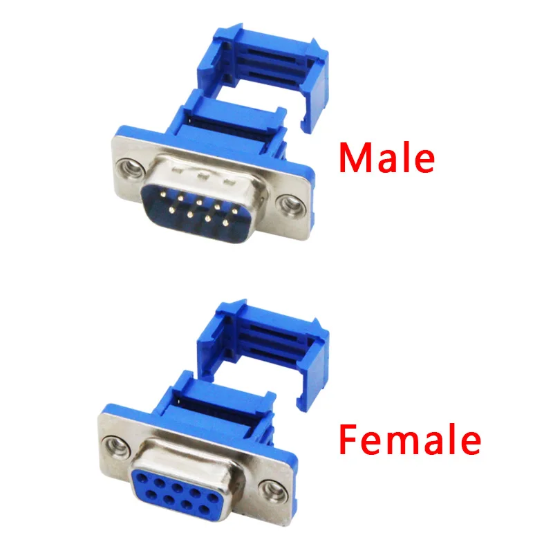 10pcs DB9 crimp type connector male female plug serial port connectors D-SUB RS232 adapter