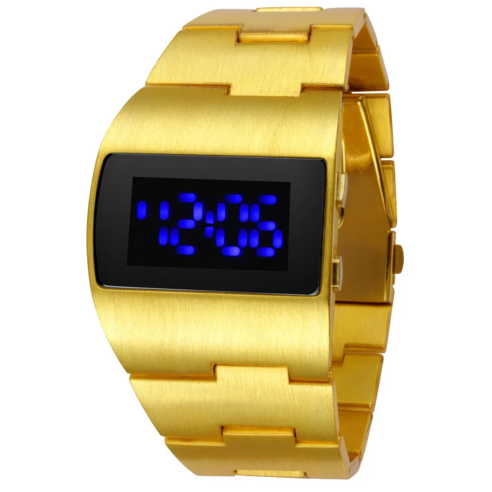 Fashion Iron Man Luxury Gold Blue Red Men's LED Wrist Watches Creative Unique Design Dress Wristwatch Relogio Masculino