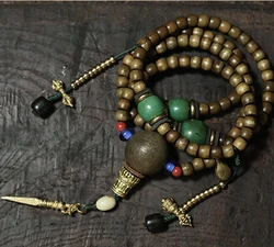 Blessed Mala Tibetan designer Mala Genuine Phoebe 108 Prayer Beads Buddhist Prayer Mala Beads Copper Counter  Dorje Amulet