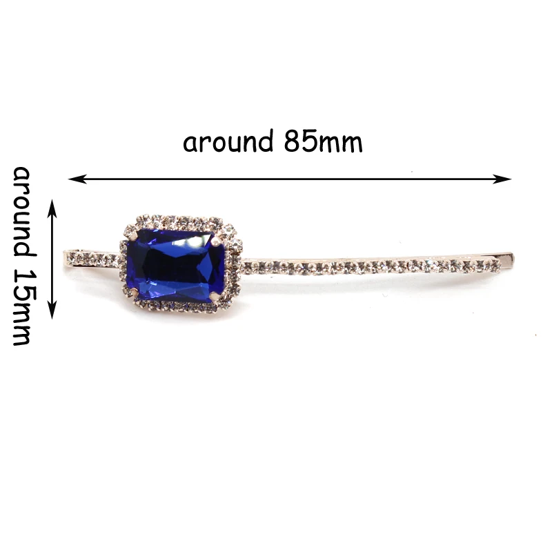 1 Pair Luxury Women Hair Accessories Square Purple Rhinestone Barrette Fashion Blue Hair Clips With Crystals For Girls