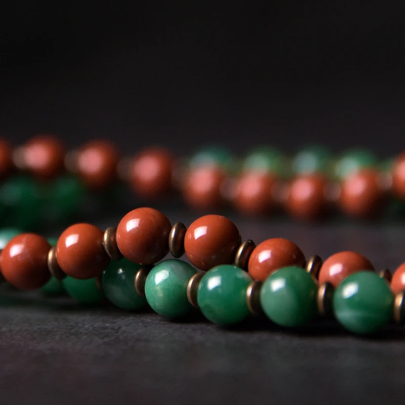 Retro Vintage African Beaded Bracelet Set Red Stone Copper Handcrafted Couple Bracelets for Women Men Boho Ethnic Jewelry Wholes