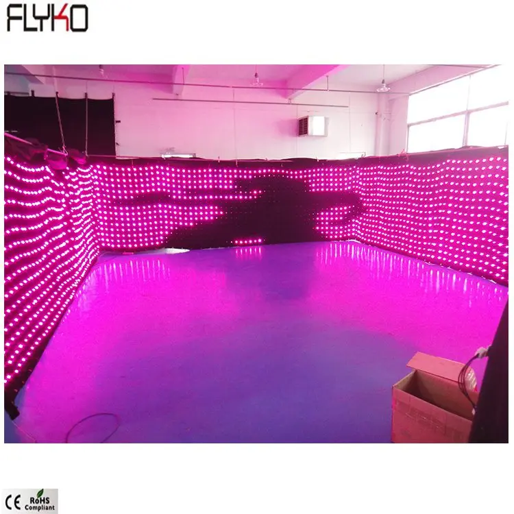 Flyko stage Multi-purpose led video cloth  LED stage curtain P100mm 2x17