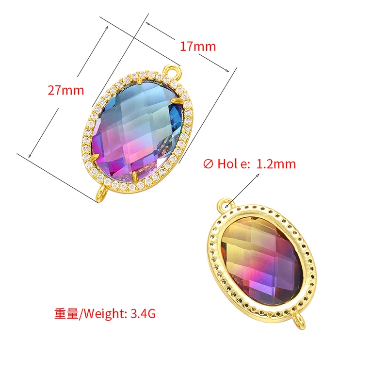 ZHUKOU 17x27mm mode gemengde kleur crystal connector voor sieraden handgemaakte oorbellen ketting decoratie accessoires model: VS376