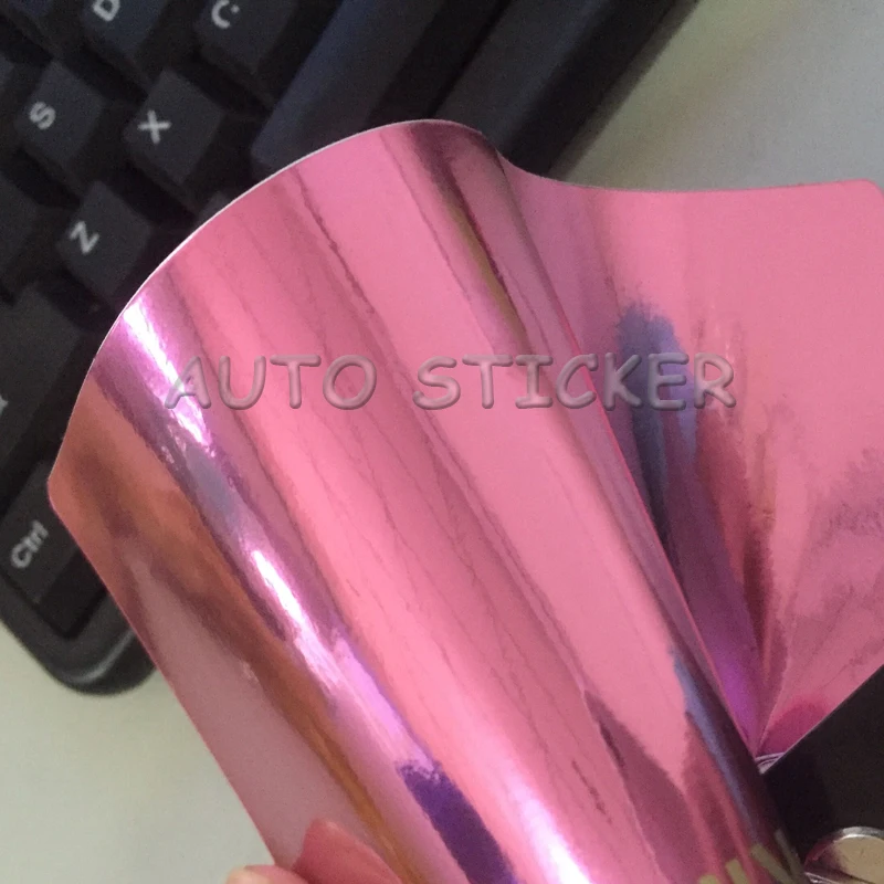 Stretch Pink Chrome Car Wrap Vinyl high stretchable With Air Bubble Free Vehicle Covering Flexible Chrome foil 1.52*20M/Roll