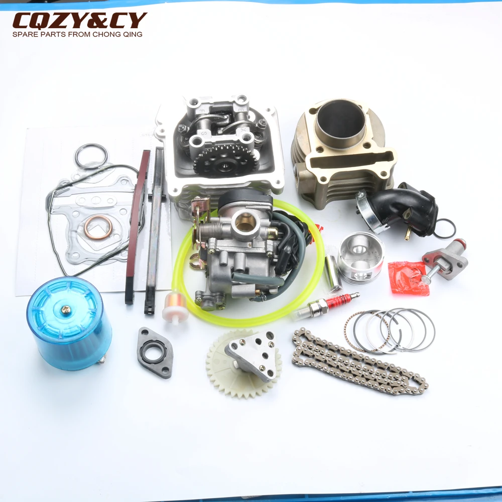 47mm big bore Cylinder Set & 20mm High Performance Carburetor & Fan for Scooter 139QMB GY6 50cc upgrade to GY6 80cc 4T