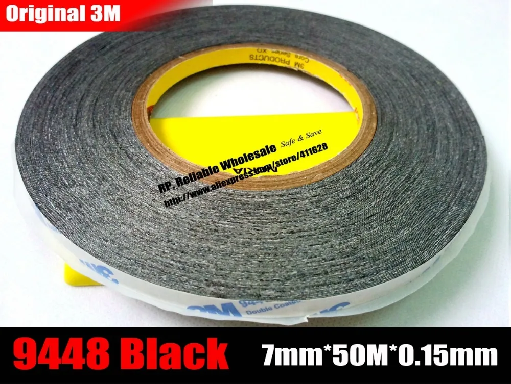 

(7mm*50M *0.15mm) Double Adhesive Tape for Phone, Tablet, Mini Pad Touch Screen, LCD Glass, Panel Bond, Original 3M 9448 Black