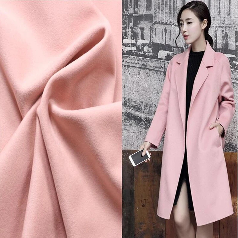 Good Wide 148cm Pink Wool Fabric Thick Cashmere Fabric for Coat Sewing Material DIY Fashion Warm Women/Girl Coat Dress Wool