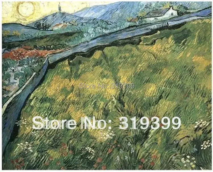 

Linen canvas Oil Painting,Field of Spring Wheat at Sunrise by Vincent Van Gogh,100% handmade,Free DHL Shipping,Museum quality