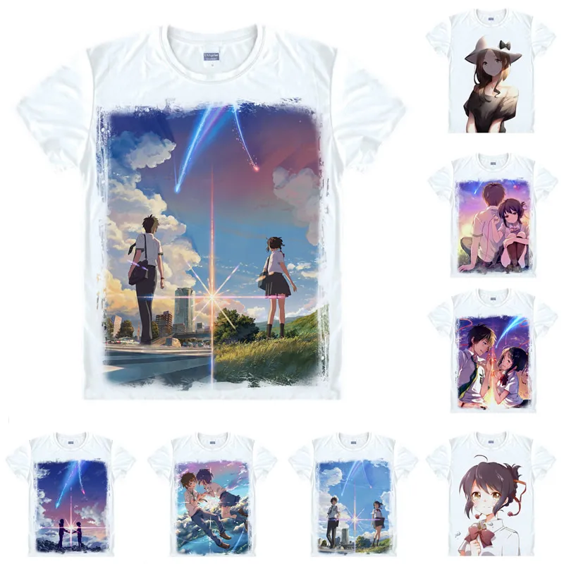 Coolprint Anime Shirt Your Name Kimi No Na Wa T-Shirts Short Sleeve Tachibana Taki Miyamizu Mitsuha Cosplay Motivs Hentai Shirts