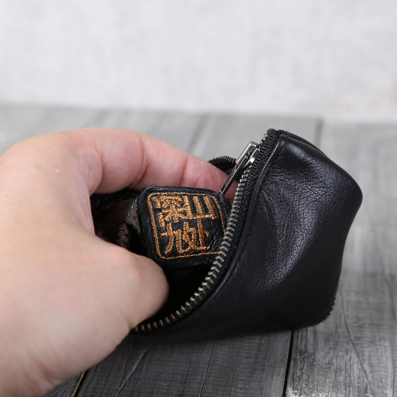 Coin Purses Men Genuine Leather Luxury Casual Credit Card Wallets Women Slim Zipper Coin Pouch Top End Clutch Bag