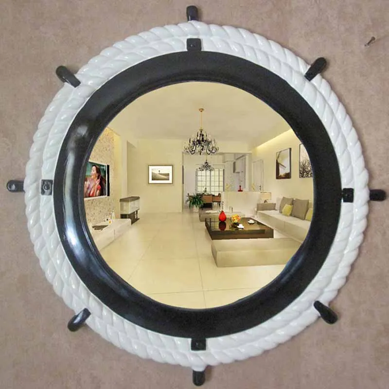 64cmx64cm European Wall Hanging Mirror Mediterranean Style Creative Boat Rudder wall decorative mirror