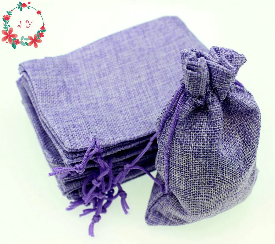 50pcs/lot Blank Linen Bags Lavender Fabric Wedding Favor Pouches 15*10cm Drawstring Jewelry Sachet Gift Bags Free Shipping