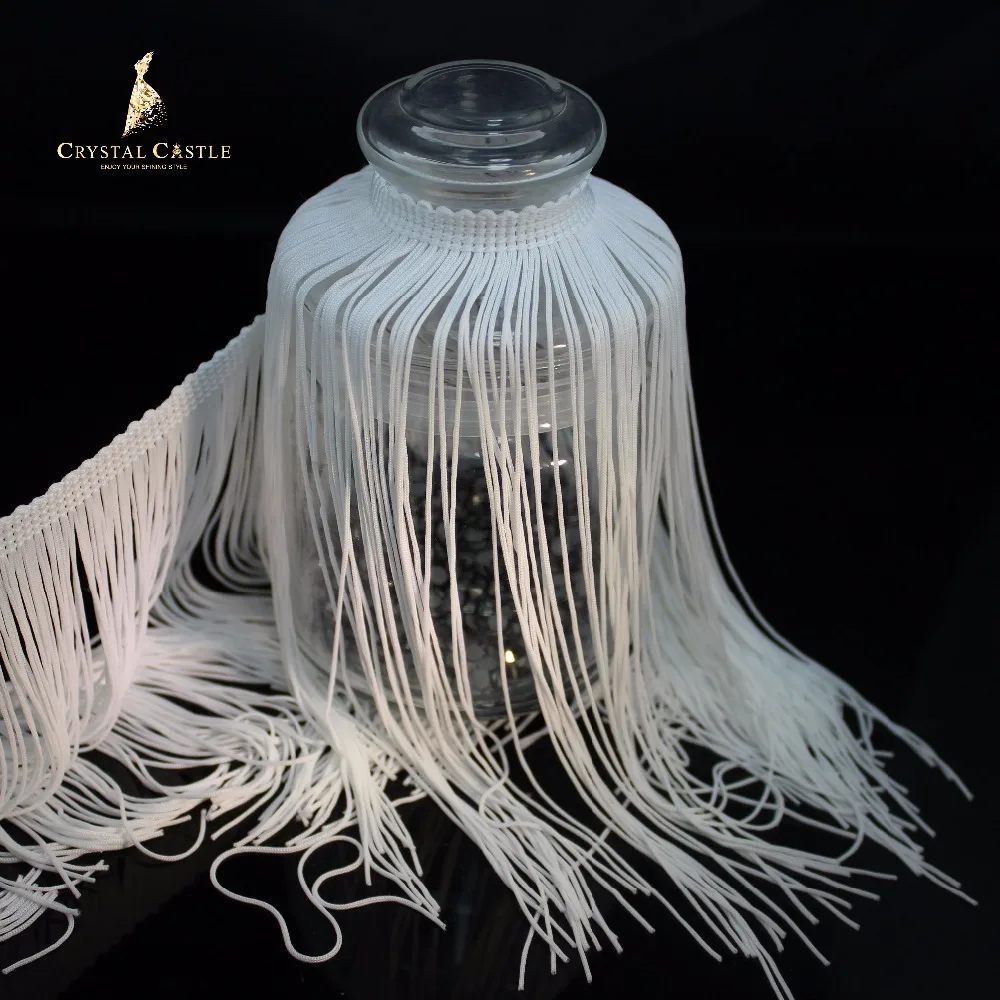 Crystal Castle Fringes Tassel For Clothes, Soft Polyamide Timming Fringes, Lace Accessories For Latin Dress,  20CM, 30CM