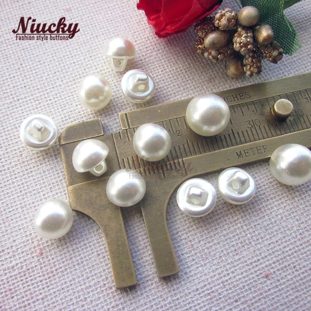 Niucky-Shank Mini Imitation Pearl Buttons for Clothing, Wedding Dress Sewing, Decorative Materials, 8mm, 9mm, P0301-010