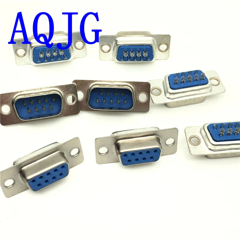 100pcs/lot RS232 Serial Port Connector DB9 female socket / Plug connector 9pin copper RS232 COM socket adapter db9 Male