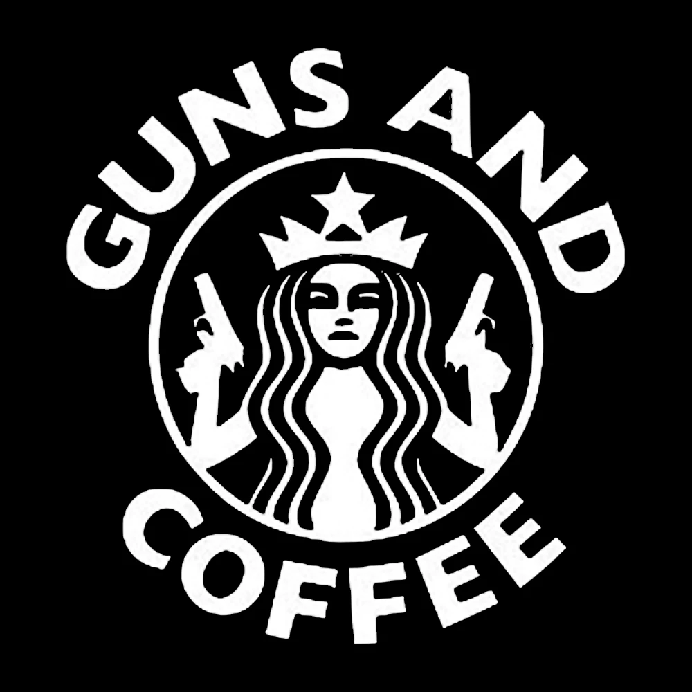 Guns and Coffee Car Window Decal Bumper Sticker Funny Parody Rear Window Car Sticker