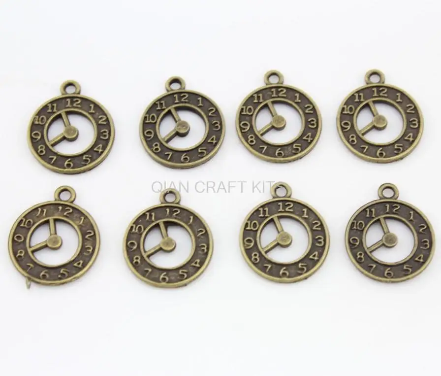 10 pcs clock pendant antique bronze silver mix color zinc alloy  pendant, charm, drops for diy 18mm lead and nickle free