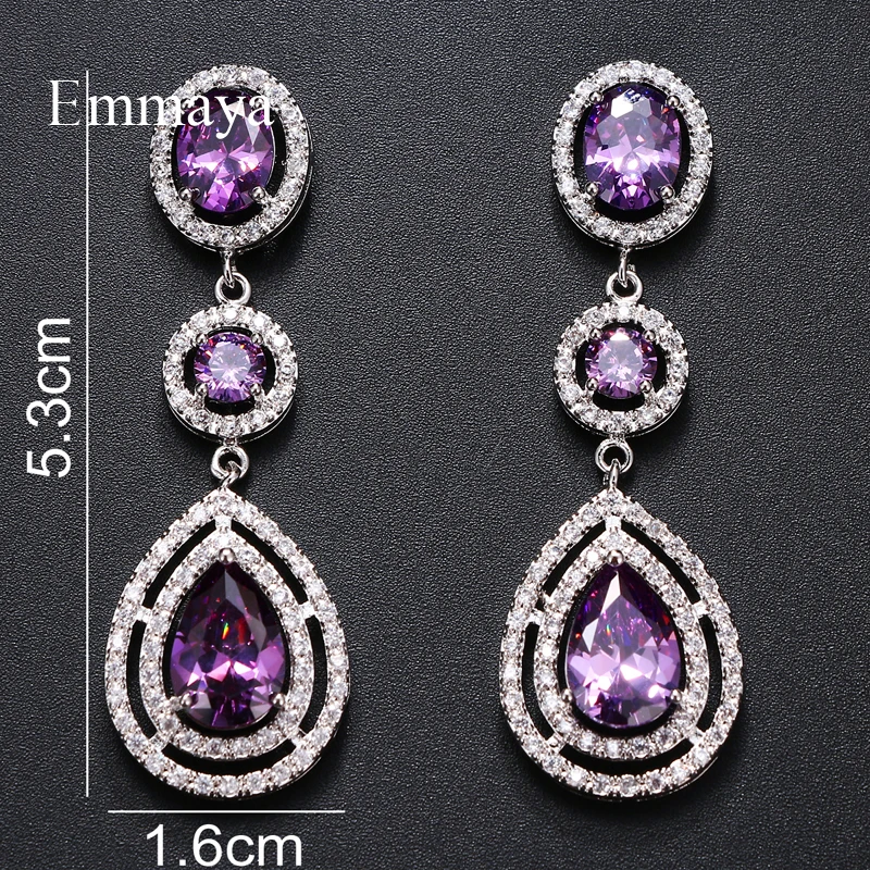 Emmaya Brand Charm Luxury AAA Cubic Zircon Water Drop Shape Earrings for Women Fashion Wedding Birthday Jewelry Party Gift