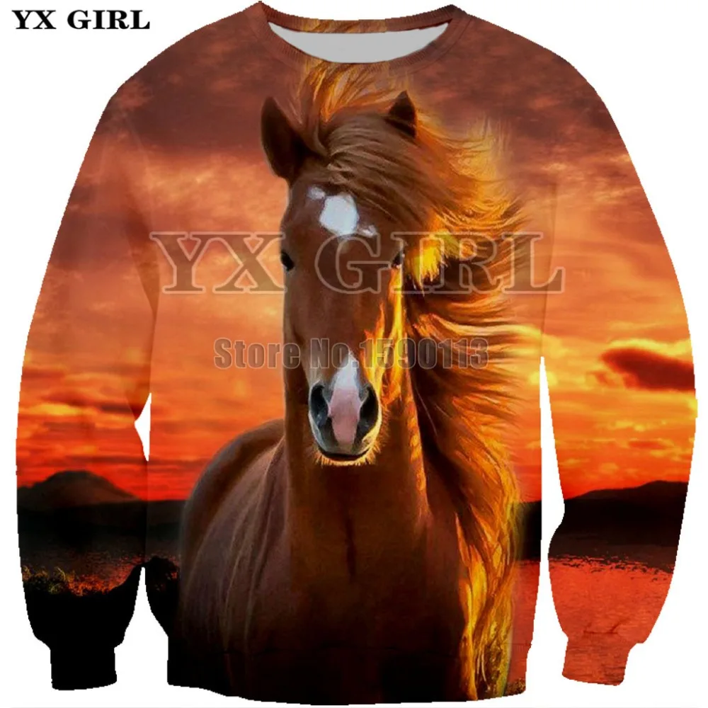 Colorful Horse 3D Sweatshirts Unisex Hoodies With 3D Print Hoodie Unique Autumn Winter Loose Thin Hooded Hoody Top plus size 7XL