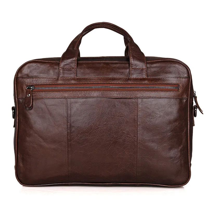 Bolsa de mensajero ejecutiva de cuero genuino para hombre, de 14 pulgadas maletín para portátil, portafolio Vintage, café, grano superior, A4, alta