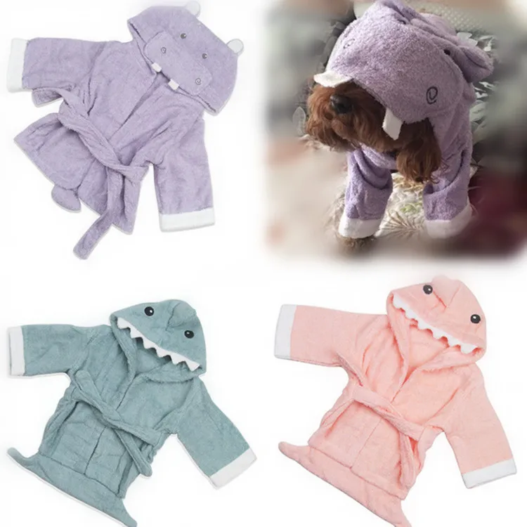 Toalla de baño suave con dibujos animados para perro, Sudadera con capucha, abrigo, ropa de aseo, secador, Bulldog Francés, envío directo