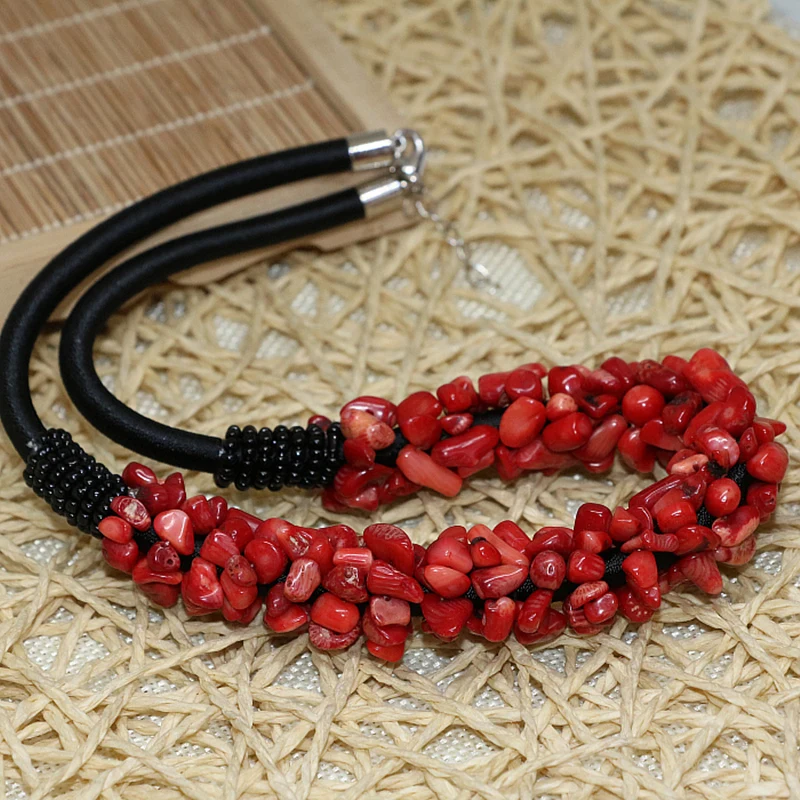 Charming natural stone red coral 9-11mm irregular gravel nugget chip beads diy necklace jewelry 18inch B520