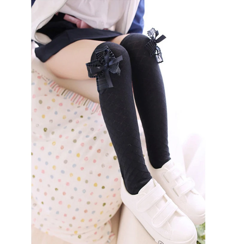 Cute Children's Knee High Socks For Toddlers Kids Girls Solid Bow-Knot Cotton Princess Dress Ballet Sock Leg Warmer Brand New