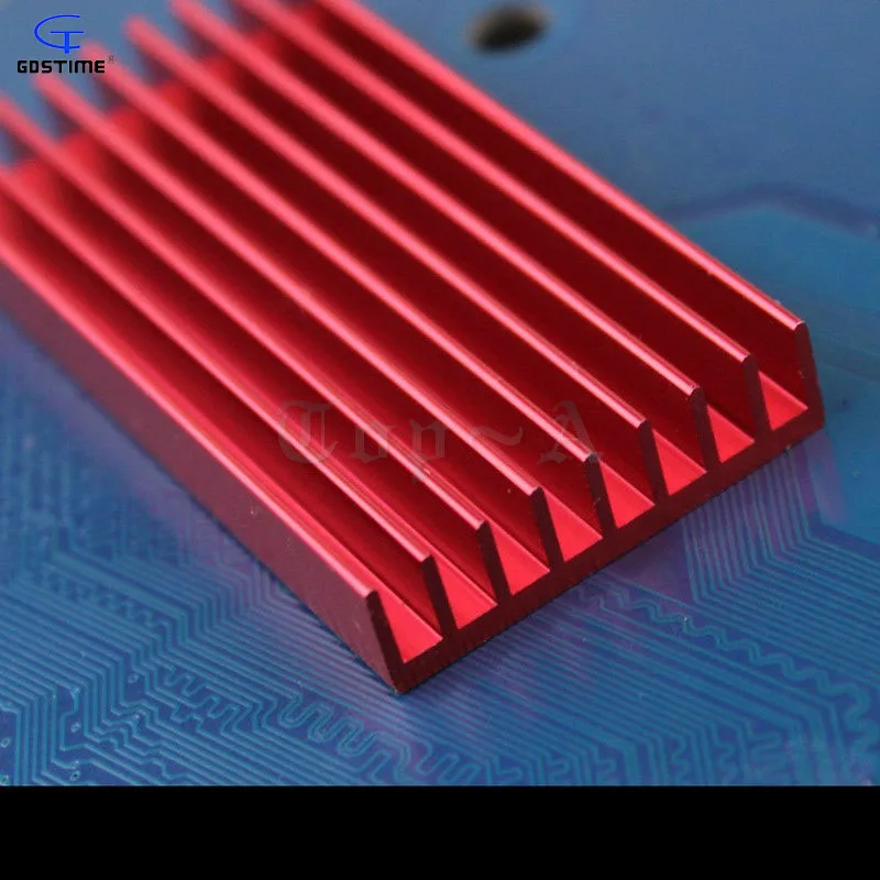 Gdstime 2 pcs 60mm x 30mm x 8mm Red Aluminum Heatsink Radiator Heat Sink For Computer Chip LED 60x30x8mm