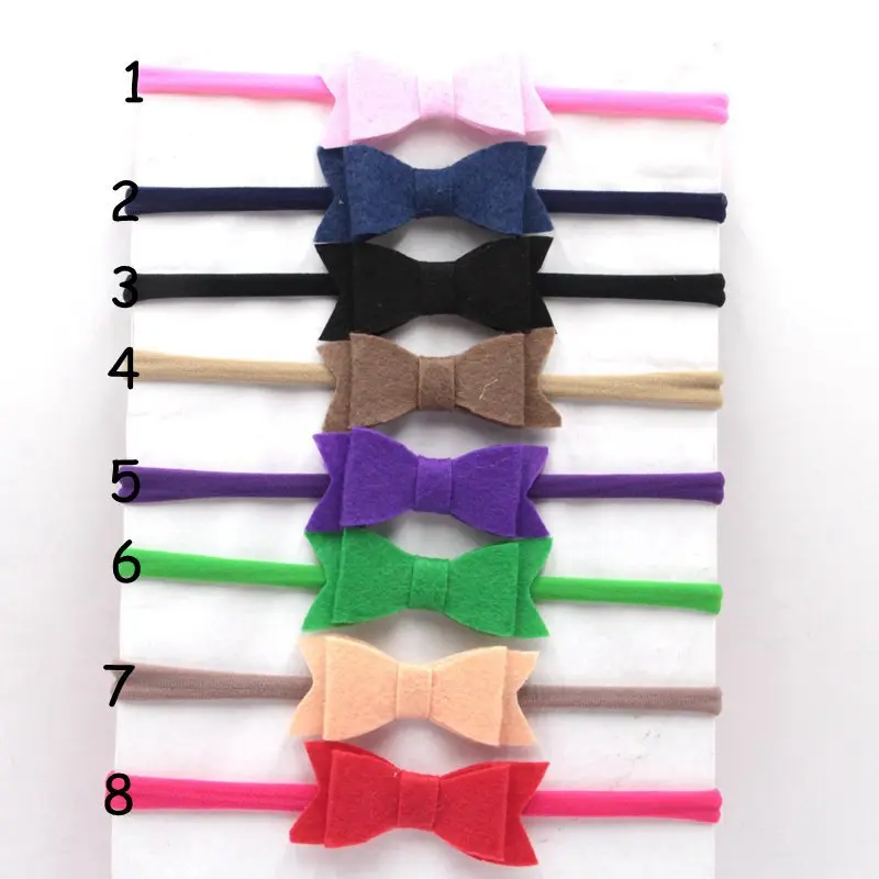 2016 New baby girl boy spandex nylon headband children skinny stretchy Non-Marking headwear Bowknot elastic hair Band 16 Colors