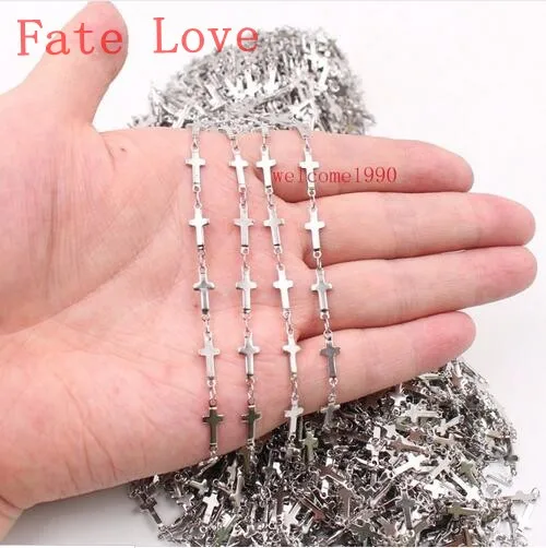 Fate Love in bulk 3 meter New Fashion Cross Link Chain Stainless Steel Jewelry Finding Chain DIY Necklace