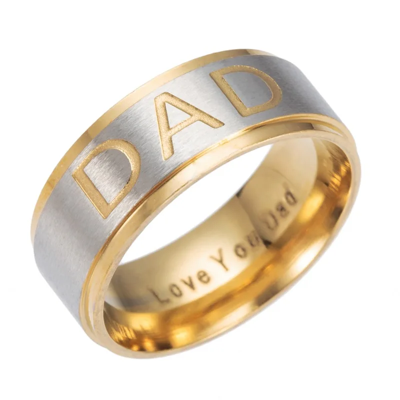 Gaxybb 3 colors Stainless Steel Engraved Ring I Love You Daddy Daddy Men Jewelry Ring DAD Ring