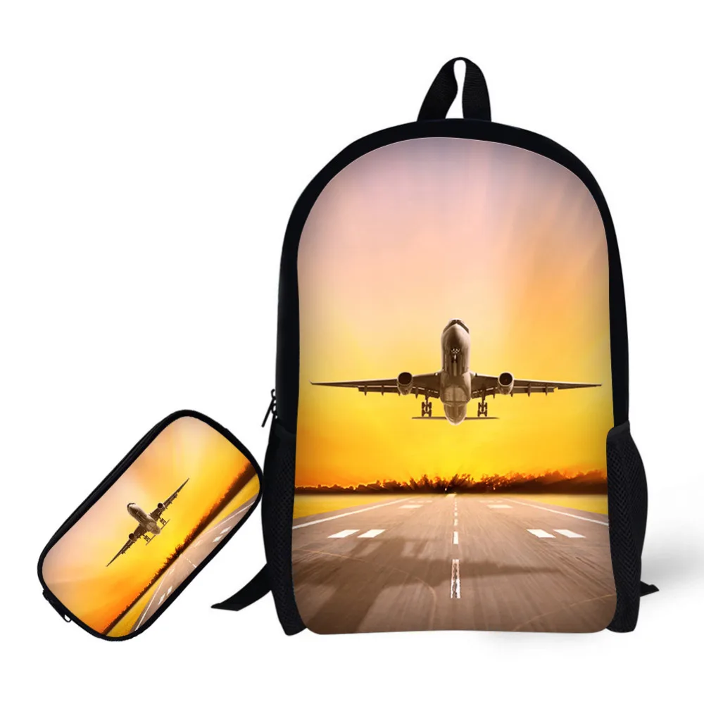 

3D aircraft Printing Backpack Teenage Travel School Bag Softback Notebook Bag Mochila Shoulder Bag For Girls Backpack Set