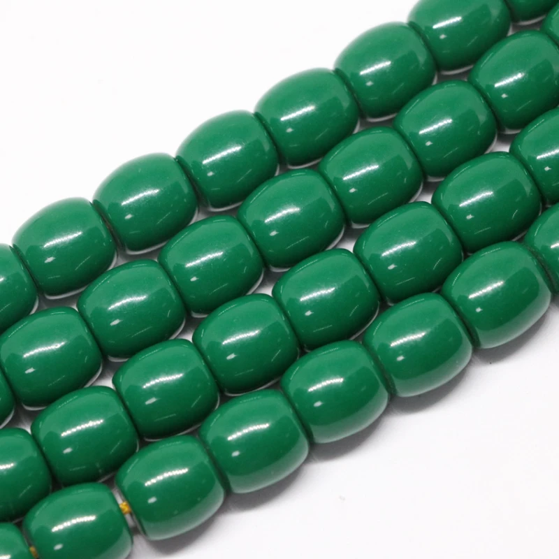 Green resin beeswax hot sell 9*9mm 10*10mm 12*12mm barrel loose rice shape beads fashin jewelry making 15inch B56