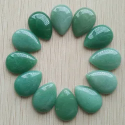 Cuentas de cabujón de Aventurina verde natural para fabricación de joyas, venta al por mayor, 25x18mm, buena calidad, 20 unidades por lote, envío gratis